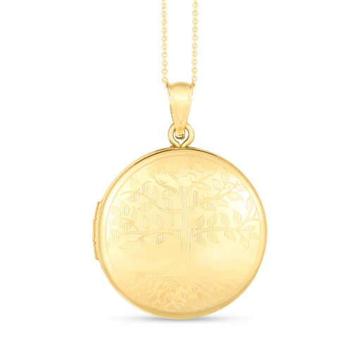 14k Yellow Gold Tree of Life Locket Necklace
