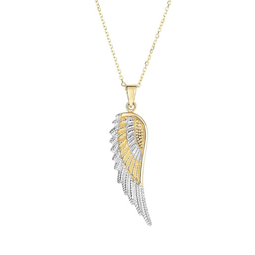 14k Two-tone Gold Angel Wing Necklace