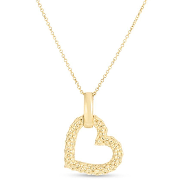 Phillip Gavriel 14k Yellow Gold Popcorn Heart Pendant Necklace