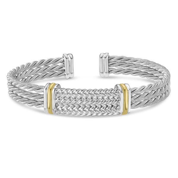 Phillip Gavriel Sterling Silver & 18K Gold Men's Tight Braided Cuff Bracelet