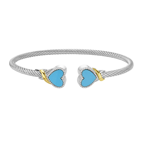 Phillip Gavriel Sterling Silver and 18k Gold Turquoise Heart Cuff Bracelet