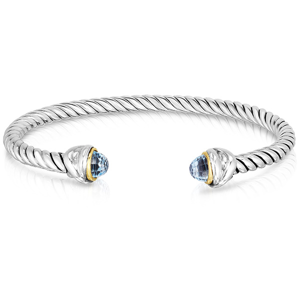 Phillip Gavriel Sterling Silver Blue Topaz Classica Cable Bangle ...