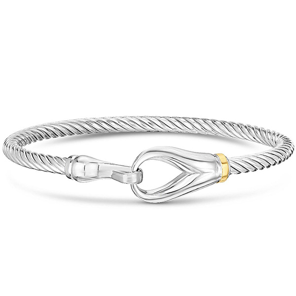 Phillip Gavriel Sterling Silver 18k Gold Nautical Hook Bangle Bracelet