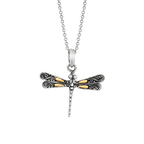 Phillip Gavriel Sterling Silver 18k Gold Dragonfly Necklace