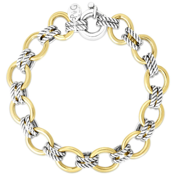 Phillip Gavriel Sterling Silver and 18k Gold Cable Doppia Link Bracelet