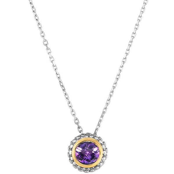 Phillip Gavriel Sterling Silver 18k Gold Amethyst Popcorn Necklace