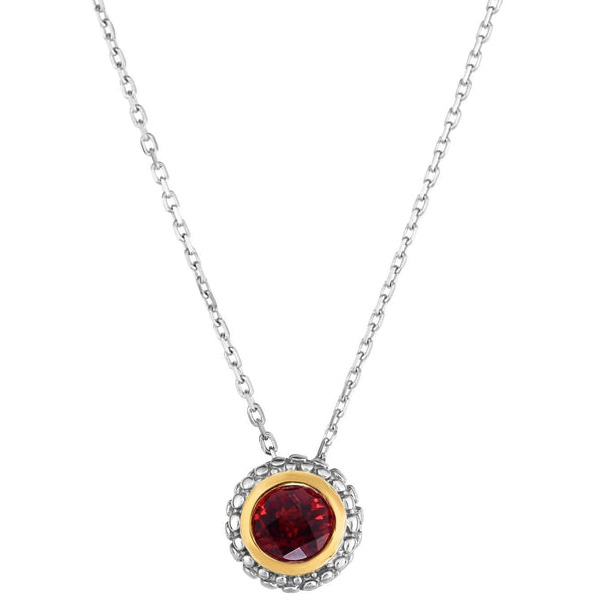 Phillip Gavriel Sterling Silver 18k Gold Garnet Popcorn Necklace