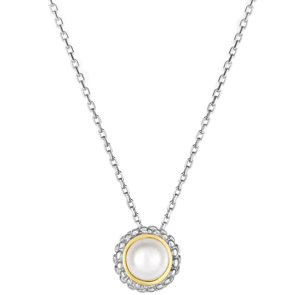 Phillip Gavriel Sterling Silver 18k Gold Diamond Freshwater Cultured Pearl Necklace