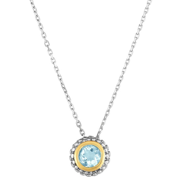 Phillip Gavriel Sterling Silver 18k Gold Aquamarine Popcorn Necklace