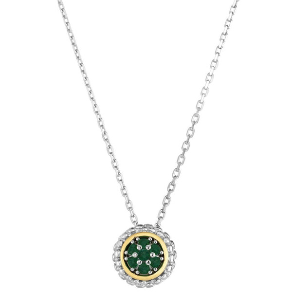 Phillip Gavriel Sterling Silver 18k Gold Emerald Popcorn Necklace