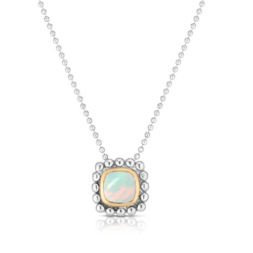 Sterling Silver 18k Yellow Gold Popcorn Quadra Opal Necklace