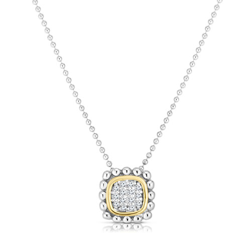 Sterling Silver 18k Yellow Gold Popcorn Quadra Diamond Necklace