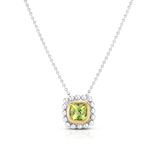 Sterling Silver 18k Yellow Gold Popcorn Quadra Peridot Necklace