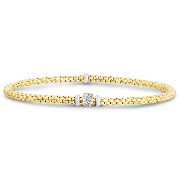 14k Yellow Gold Slender .08 ct tw Diamond Popcorn Stretch Bracelet