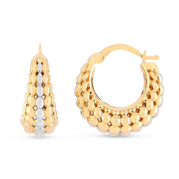 Phillip Gavriel 14k Two-tone Gold Tapered Popcorn Hoop Earrings