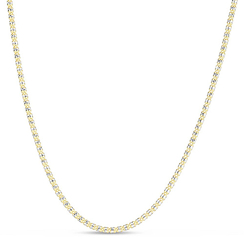 14k Two-tone Gold 18in Fancy Ice Barrel Chain 2.7mm
