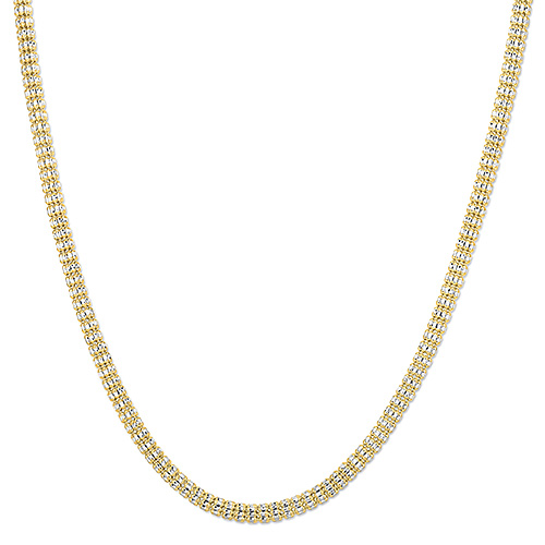 14k Two-tone Gold 24in Fancy Ice Barrel Chain 4.2mm