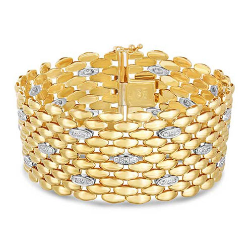 14k Two-tone Gold 0.69 ct tw Diamond Panther Bracelet