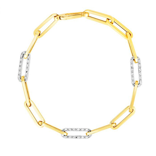 14k Yellow Gold .96 ct tw Diamond Paper Clip Bracelet JJTRC13772-0750