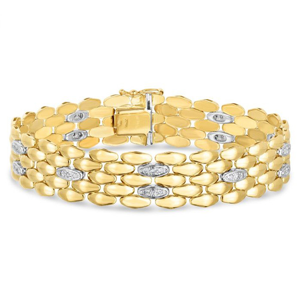 14k Two-tone Gold .42 ct tw Diamond Panther Link Bracelet