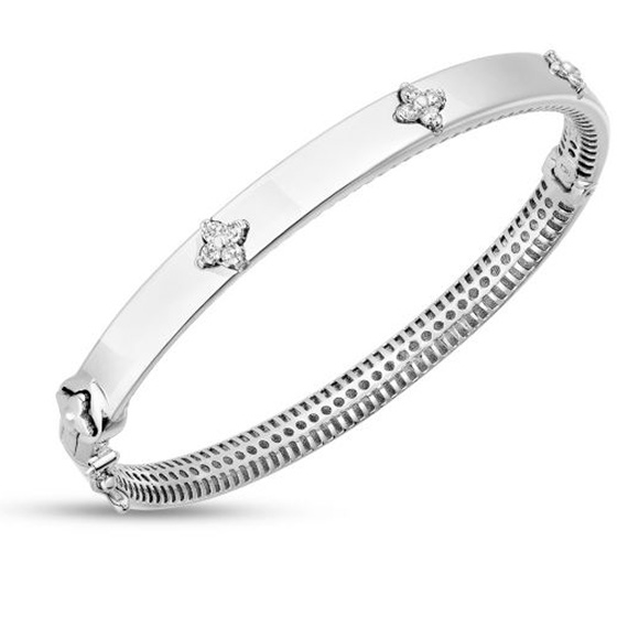 14k White Gold Trilogy .30 ct Diamond Clover Bracelet
