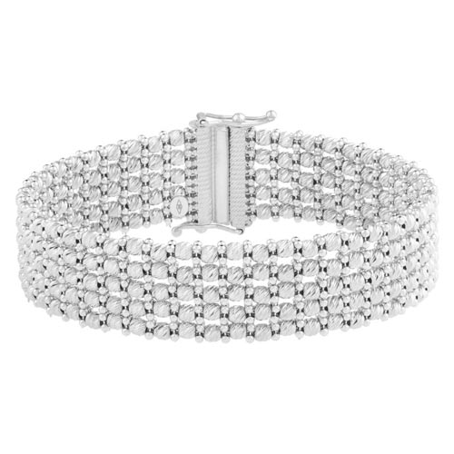 14k White Gold Red Carpet Bracelet with Bead Accents