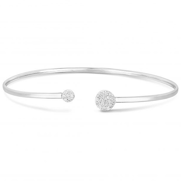 14k White Gold Offset .25 ct tw Diamond Cluster Cuff Bangle