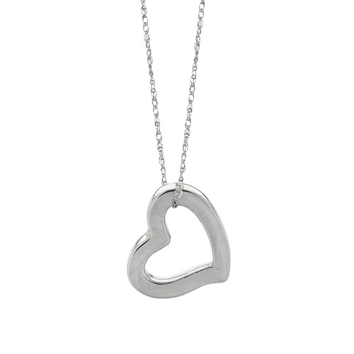 14k White Gold Petite Open Heart Necklace 81-092NW | Joy Jewelers