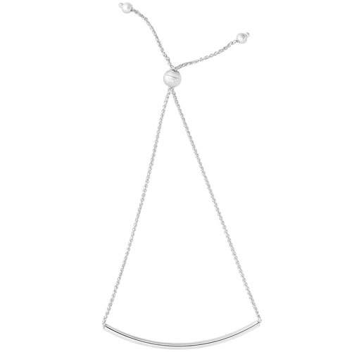 14k White Gold Adjustable Bolo Curved Bar Bracelet
