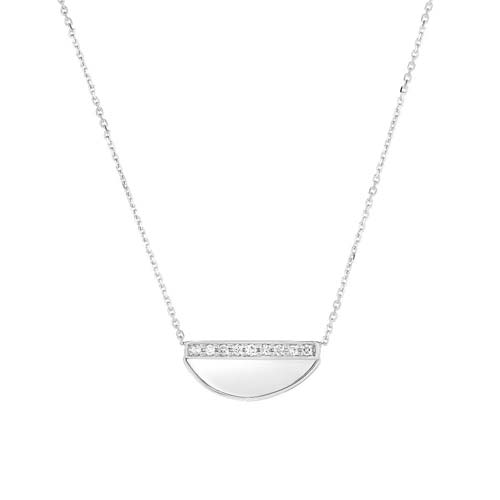 14k White Gold 1/10 ct tw Diamond Half Moon Necklace