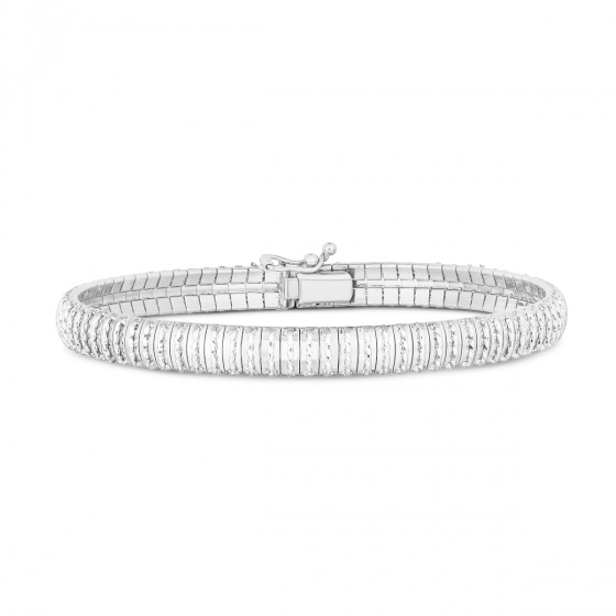 14k White Gold Wide Diamante Flexible Bracelet 7in