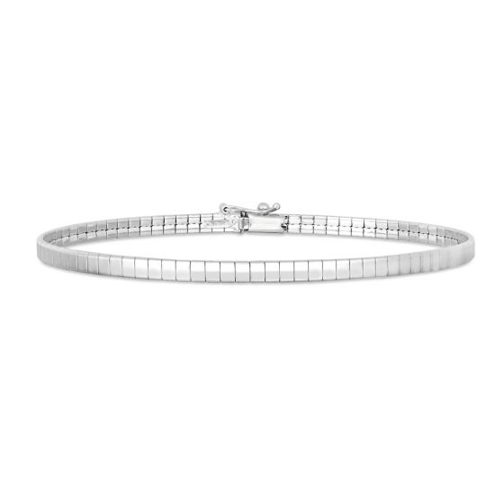 14k White Gold Brick Pattern Omega Bracelet