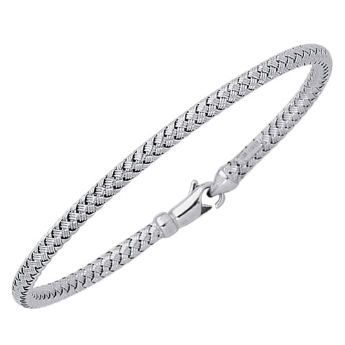 14k White Gold Woven Bangle Bracelet