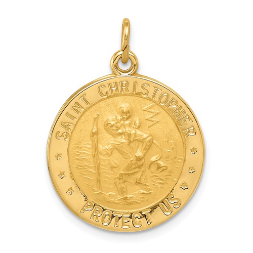 14kt Yellow Gold 5/8in U.S. Navy St Christopher Medal