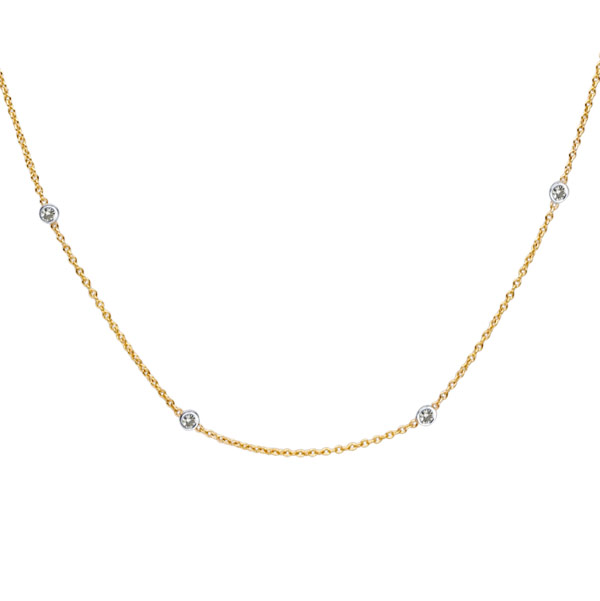 14k Yellow Gold .24 ct tw Diamond Station Necklace