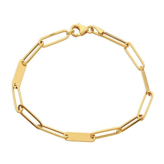 14k Yellow Gold Cable and Bar Chain Bracelet 7in