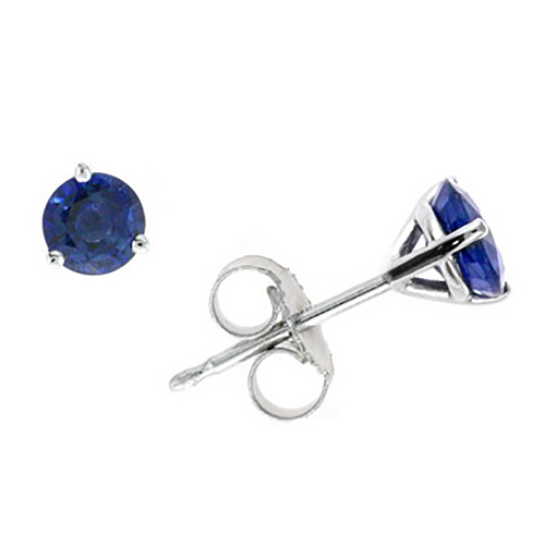 14k White Gold .70 ct tw Blue Sapphire Martini Stud Earrings