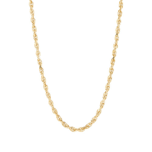 14k Yellow Gold 22in Solid Glitter Rope Chain 2.5mm