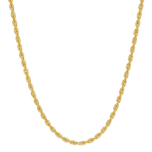14k Yellow Gold 22in Solid Glitter Rope Chain 3mm