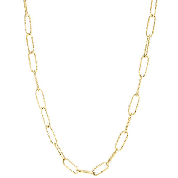 10k Yellow Gold 4.3mm Textured Paperclip Chain Necklace