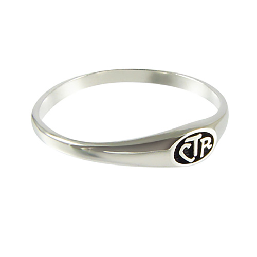 Micro Mini Antiqued CTR Ring - Sterling Silver