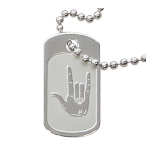 I Love You Sign Language Dog Tag Necklace