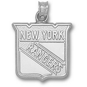 Sterling Silver 5/8in New York Rangers Shield Pendant