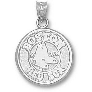 Sterling Silver 5/8in Boston Red Sox Round Logo Pendant
