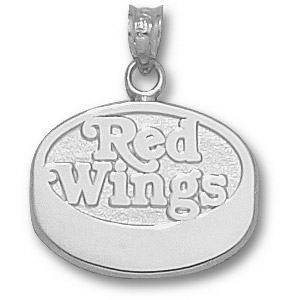 Detroit Red Wings 5/8in Sterling Silver Puck Pendant