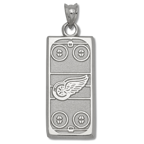 Sterling Silver 15/16in Detroit Red Wings Rink Pendant