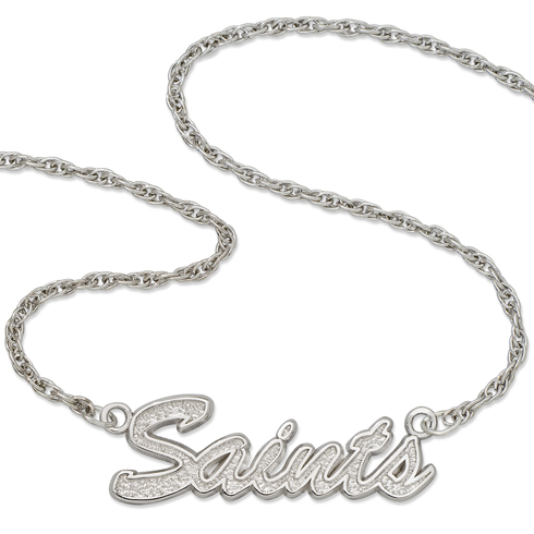 Sterling Silver New Orleans Saints 18in Script Necklace
