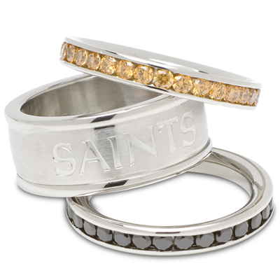 New Orleans Saints Team Logo Crystal Stacked Ring Set