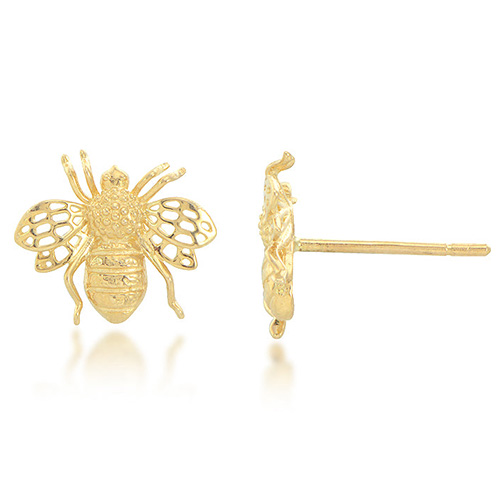 14k Yellow Gold Classic Bee Stud Earrings