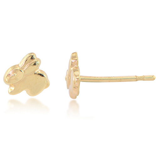 14k Yellow Gold Bunny Stud Earrings